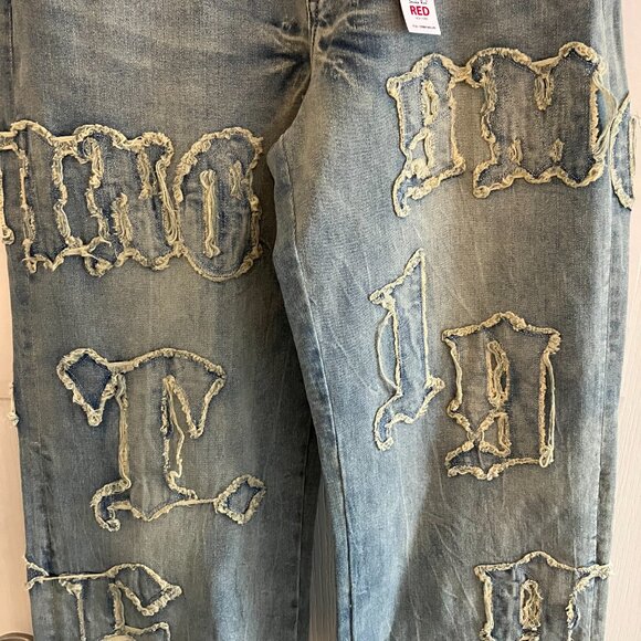 Smoke Rise Red Jeans Size 11/29 Blue Denim Acid Wash High Rise Flare Curvy Fit - Picture 3 of 14